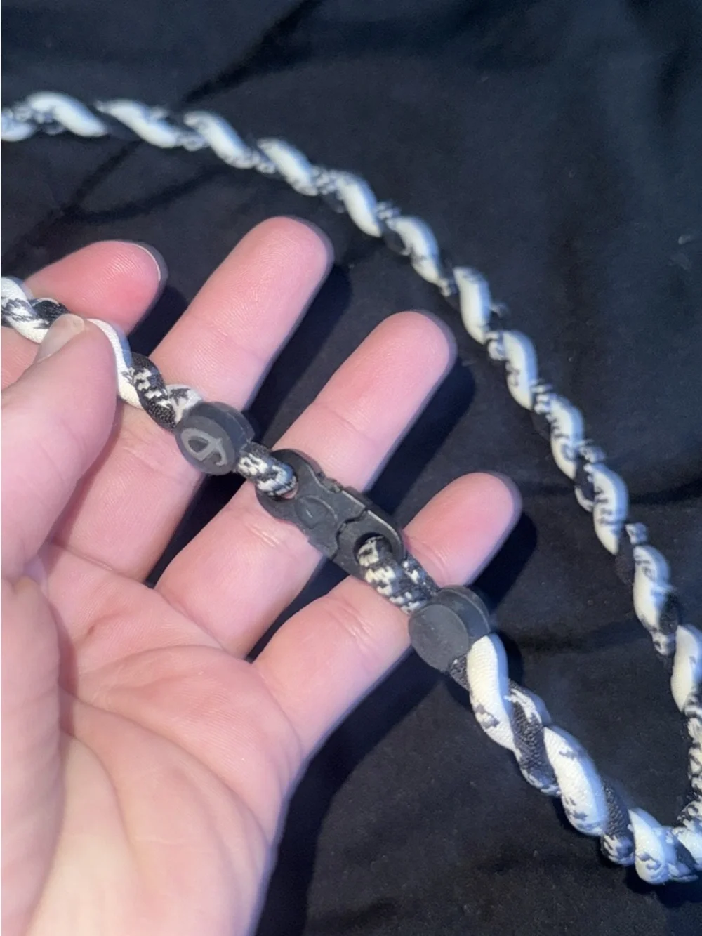 Black and White Braided Lanyard with Clip